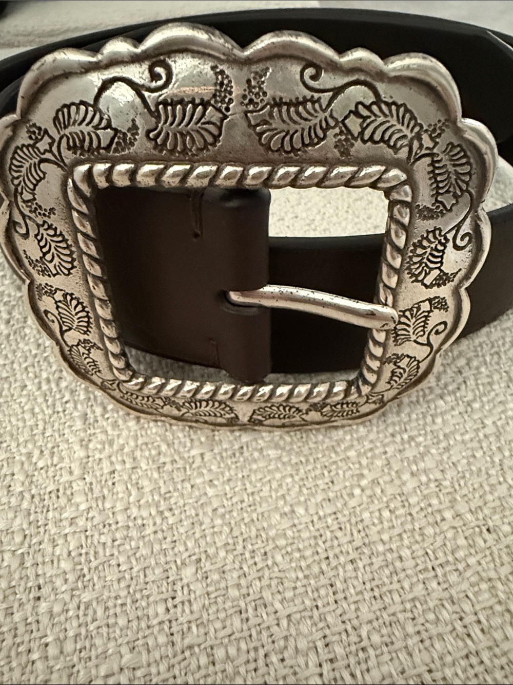 Silpada Brown Leather Belt with Decorative Silver Buckle - Picture 4 of 5